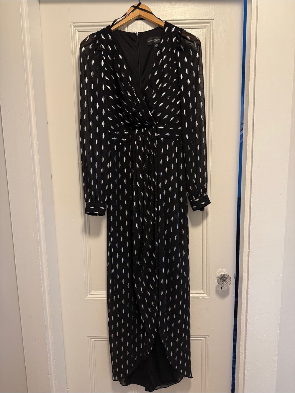 Betsy & Adam printed pleated gown